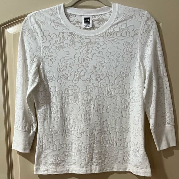 THE NORTH FACE 3/4 Sleeves Round Neck Shirt White Women’s Size Small - Picture 1 of 5